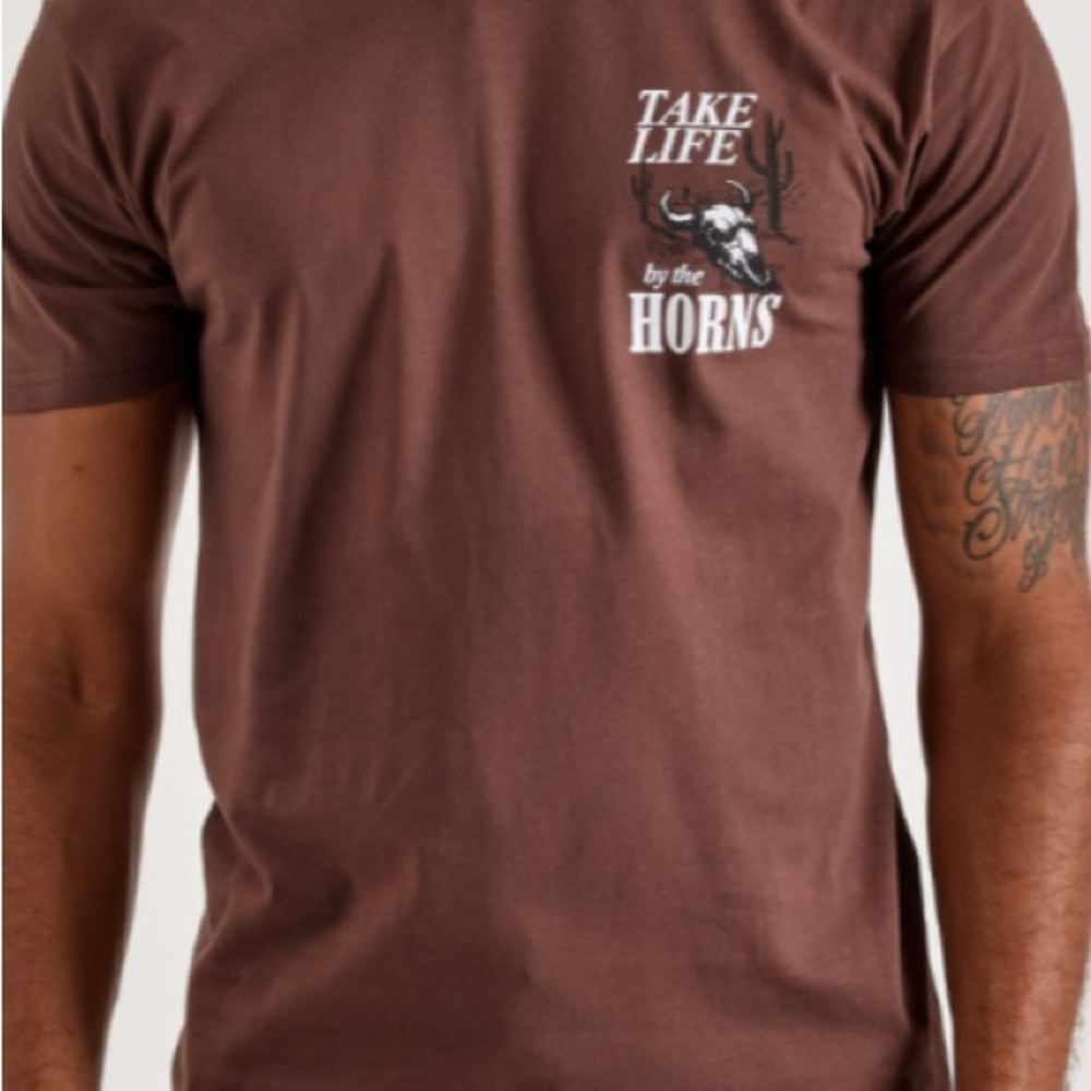 Men’s by the Horns Brown XL T-Shirt
